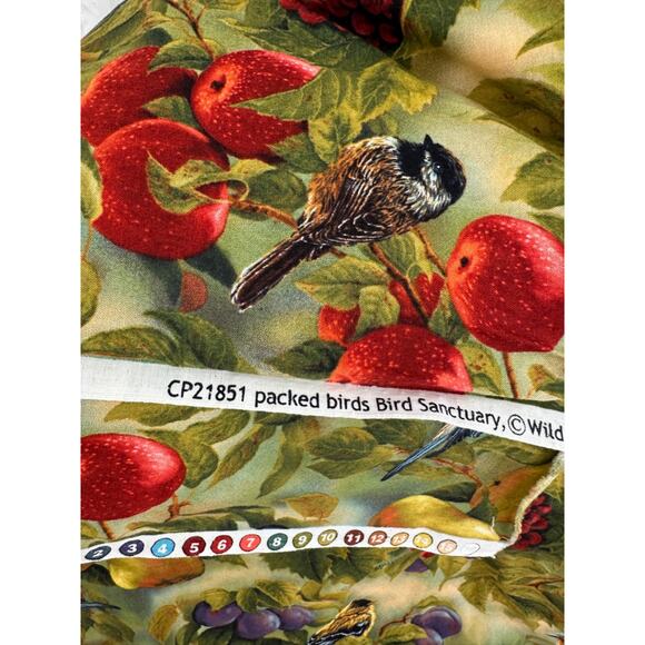 Wild Wings Fabric Yardage Birds on Branches with Fruit Rosemary Millette Fabric - Picture 9 of 12